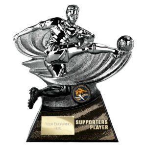 Power Strike Football Supporter Player Trophy Black and Gunmetal Power Strike Football Supporter Player Trophy Black and Gunmetal