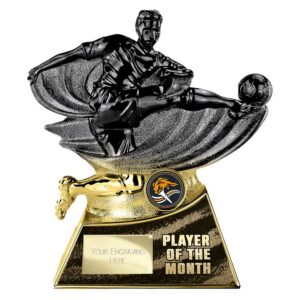 Power Strike Football Player of Month Trophy Black and Gold Power Strike Football Player of Month Trophy Black and Gold
