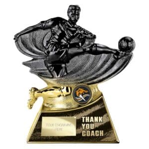 Power Strike Football Thank You coach Trophy Black and Gold Power Strike Football Thank You coach Trophy Black and Gold