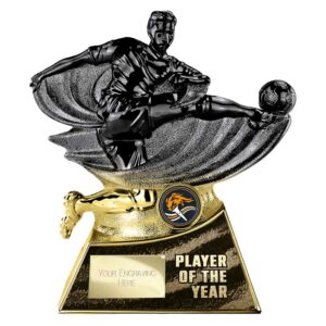 Power Strike Football Player of Year Trophy Black and Gold Power Strike Football Player of Year Trophy Black and Gold