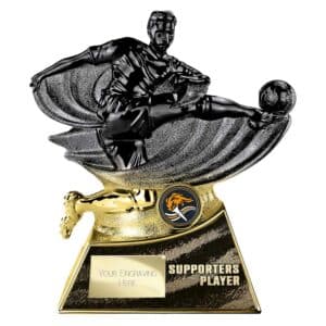 Power Strike Football Supporter Player Trophy Black and Gold Power Strike Football Supporter Player Trophy Black and Gold