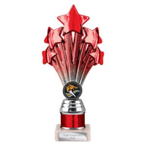 5 Star Multi Award Tube Trophy Red and Silver 5 Star Multi Award Tube Trophy Red and Silver Trophy HQ 1