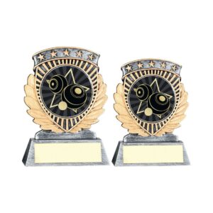 PEW/GOLD 5 STAR HOLDER WITH VINYL LAWN BOWLS INSERT & PLATE – 3.75in PEW/GOLD 5 STAR HOLDER WITH VINYL LAWN BOWLS INSERT & PLATE – 3.75in Trophy HQ