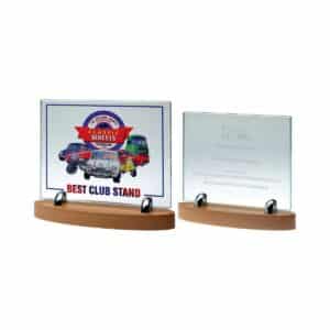 Jade Glass Horizon Award with Wooden Base Trophy HQ Jade Glass Horizon Award with Wooden Base Trophy HQ