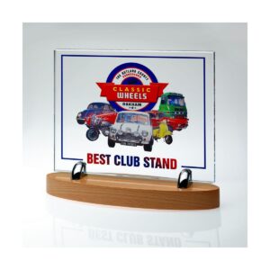 Jade Glass Horizon Award with Wooden Base